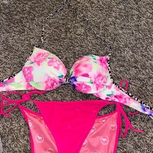 Victoria Secret Push up Pink Bikini Top & Bottoms